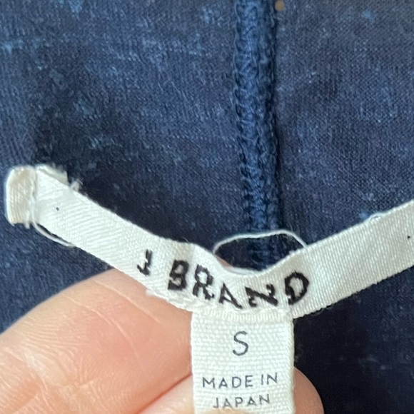 J BRAND Women's Navy Blue Short Sleeve Crop Top Linen Blend Size Small - Picture 2 of 4